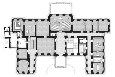 Emeleti alaprajz, A veszprémi Érseki Palota felújítása, Tervező: M Építész Iroda