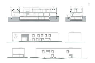 Metszetek és alaprajzok - Architekti zerozero: Leopoldov városháza.