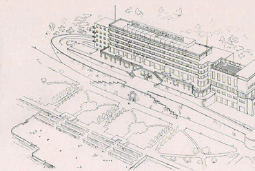 Kotsis Iván: Szálloda terve Új-Tihanyban. / Forrás: Kotsis Iván: Épületek és tervek. Pósa, Budapest, 1946.
