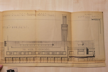 A XIII. kerületi tűzoltó laktanya ugyancsak Kopeczky jegyezte tervei 1940-ből. Budapest Fővárosi Levéltár, HU BFL XV.17d 329/041361. Fotó: Kovács Dániel