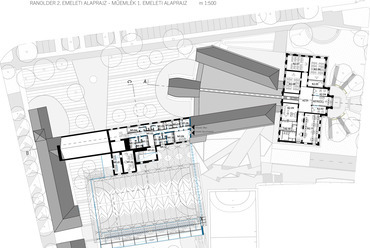 Második emeleti alaprajz – Fülöp Tibor terve a keszthelyi Ranolder-iskola megújításáról szóló tervpályázaton
