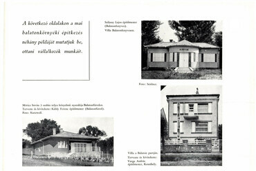 Helyi építőmesterek és építészek által tervezett nyaralók a Balaton-parton a harmincas évek első felében. / Forrás: Tér és Forma 8 (1935) 3.
