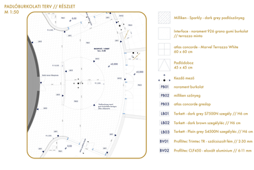 népligeti TIT Planetárium belsőépítészeti áttervezése/ recepció padlóburkolata
