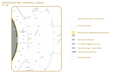 népligeti TIT Planetárium belsőépítészeti áttervezése/ recepció álmennyezeti terve
