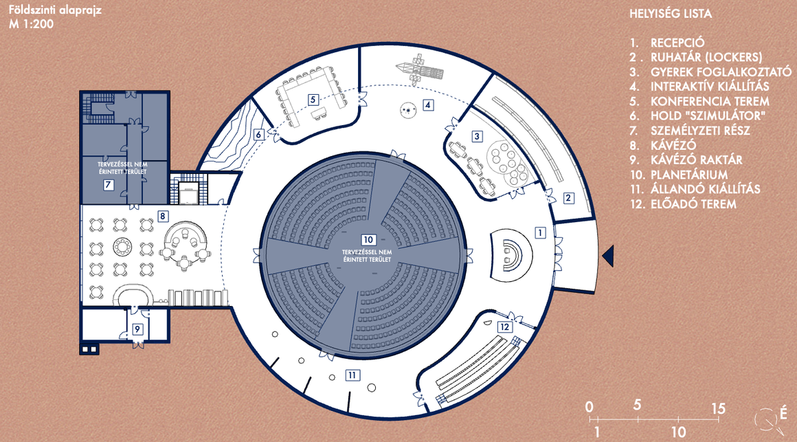 népligeti TIT Planetárium belsőépítészeti áttervezése/ alaprajz
