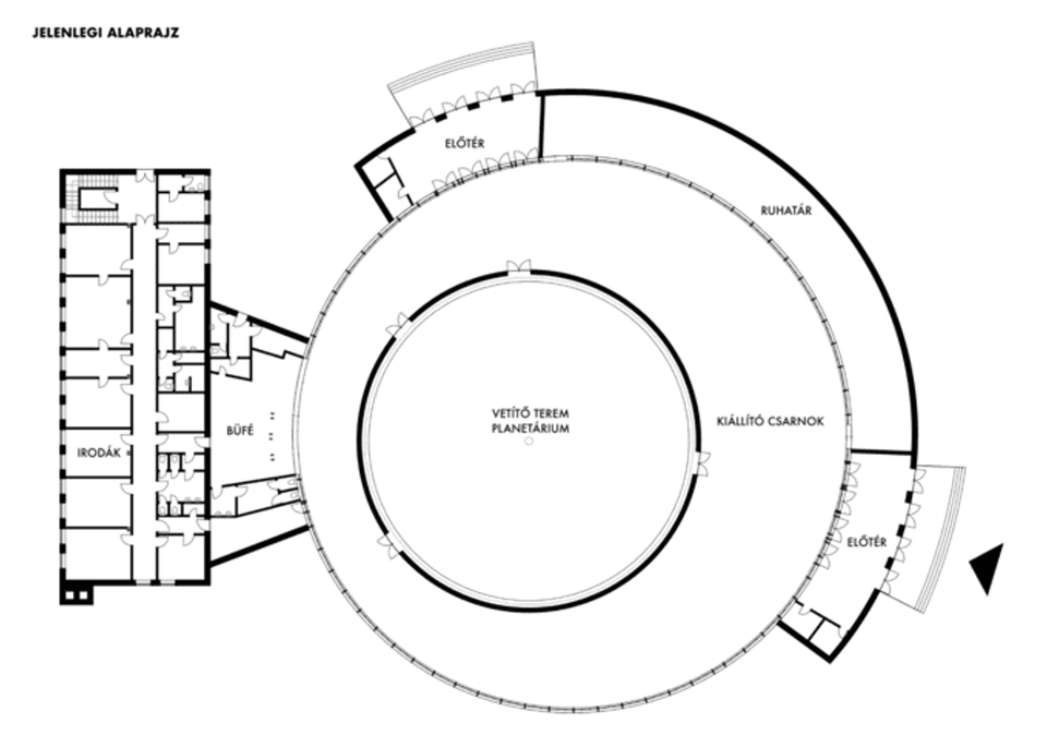 népligeti TIT Planetárium belsőépítészeti áttervezése/ jelenlegi alaprajz
