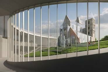 A látogató központ fókuszában a romtemplom – Látványterv – A DAW Építész Stúdió terve a zsámbéki öregtemplom és környezetének megújítására
