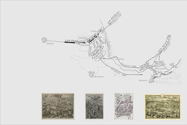 A nagyharsányi csata helyszínrajza és korabeli ábrázolásai. Forrás: OSZK MEK és OSZK Régi Nyomtatványok Tára

