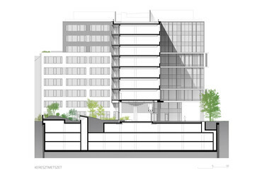 Corvin Innovation Campus. Keresztmetszet. Tervező: Radius B+S.
