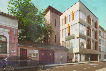 A Semmelweis Egyetem új kutatóközpontjának tervezett épületegyüttese. A Kőris utca 11. látványterve. Forrás: Józsefváros Önkormányzata
