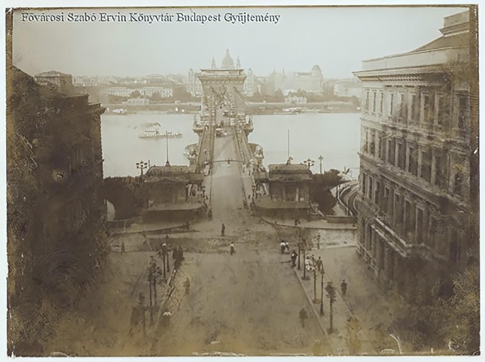 Lánchíd és a hídfő. 1908-10. (FSZEK BPGY 020325)
