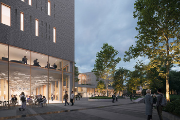 A Károli Gáspár Református Egyetem új épületegyüttese, a KÖZTI megvétel nyert terve. Látványterv: The Greypixel
