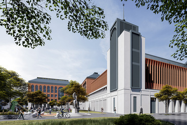 Látványterv. A Károli Gáspár Református Egyetem új épületegyüttese – Az A3 Építész Kft. kiemelt megvételt nyert terve. 2024.
