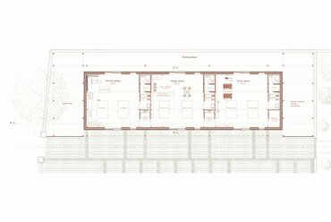 Műhelyház alaprajza. A keszthelyi "mosóház" revitalizációja. Péczeli Panna diplomaterve. 2024. 
