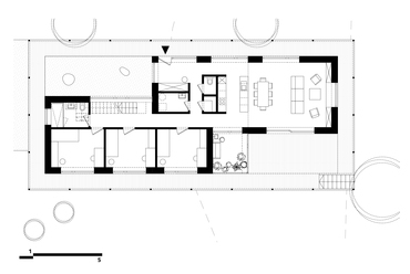 Földszint. Tornácos ház Szőregen. Théque Atelier. 2024. Fotó: Danyi Balázs.
