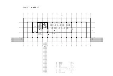 Emeleti alaprajz. A Misina-tető komplex fejlesztése, Pécs. AU.ROOM Építész Műhely Kft. 2023-24.
