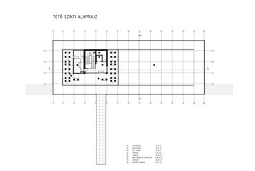 Tetőszinti alaprajz. A Misina-tető komplex fejlesztése, Pécs. AU.ROOM Építész Műhely Kft. 2023-24.
