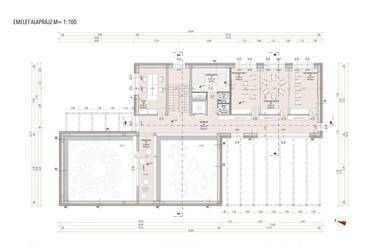 Emeleti alaprajz. Tanoda Diósgyőrben. Szakál Emese diplomamunkája. 2024.
