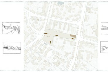 Tervezési helyszín. Ifjúsági és Felnőttképzési központ, Múzeumbővítés, Sepsiszentgyörgy. Popa-Müller Dávid diplomaterve. 2024. 
