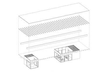 Egerszalók új főtere. Tervező: GINKGO Architects & OBJEKT. A pavilon axonometrikus rajza
