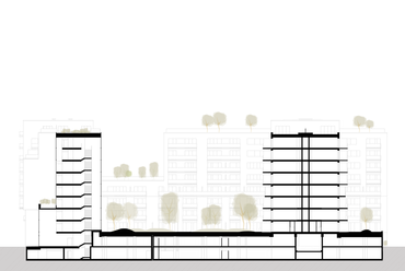 Westside Grand, metszet. Tervező: Hajnal Építész Iroda Kft.
