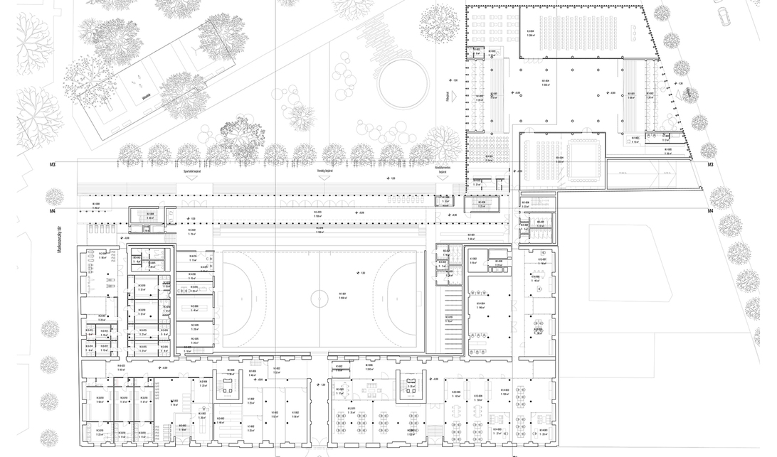 Földszinti alaprajz. HANGING GARDEN. A MÁS Építészek terve. 2024.
