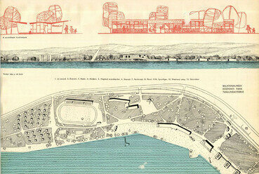 Balatonalmádi, fejlesztési koncepció, 1958. Forrás: Magyar Építőművészet 1958 / 4-5, 147-149
