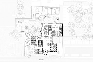 Földszinti alaprajz. Több udvar, kevesebb ház! – A CAN Architects terve.
