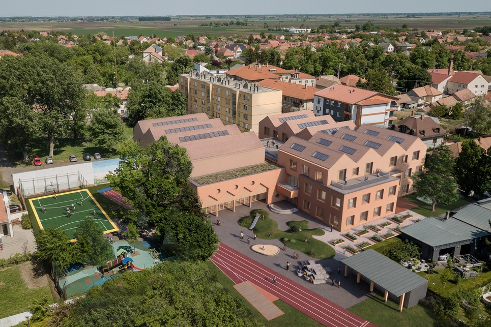Madártávlat a udvar felől. Több udvar, kevesebb ház! – A CAN Architects terve. Render: Tóth Sándor