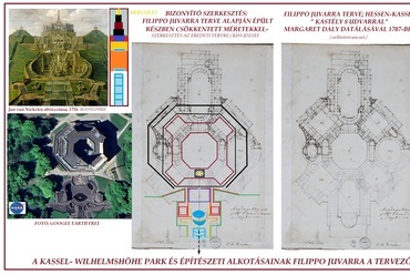 Filippo Juvarra Wilhelmshöhe park tervének részlete, a Herkules emlék 1707.
