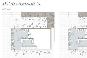 Kávézó fogyasztótér.
