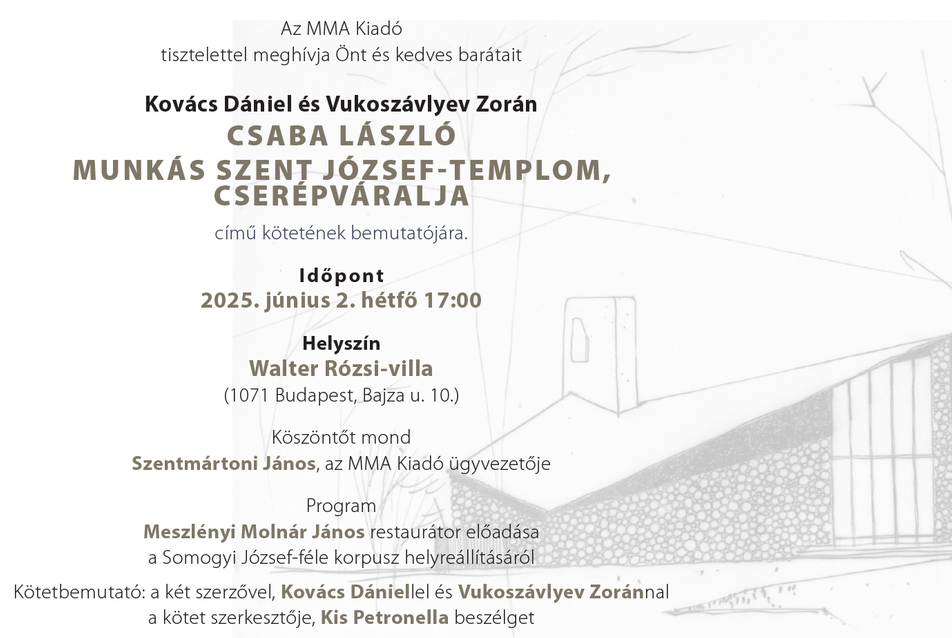 Könyvbemutató – Csaba László, Munkás Szent József-templom, Cserépváralja