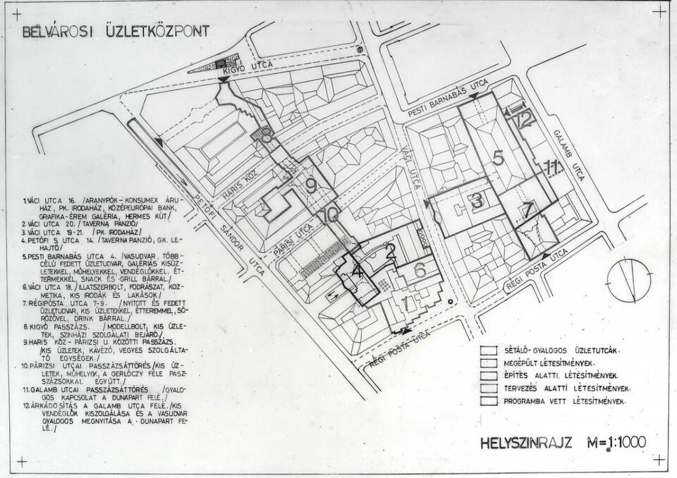 Az 1968-ban tervezett passzázsrendszer. Forrás: Virtuális leletmentés
