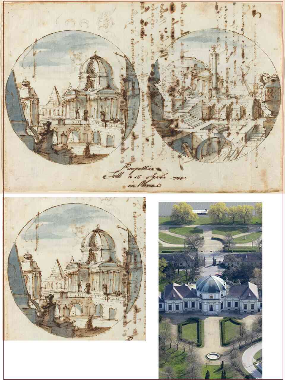 Filippo Juvarra rajza 1704-ből és Ráckeve Savoyai kastély
