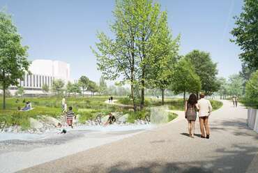 Töölönlahdenpuisto park. Tájépítészet: MASU Planning. Látványterv
