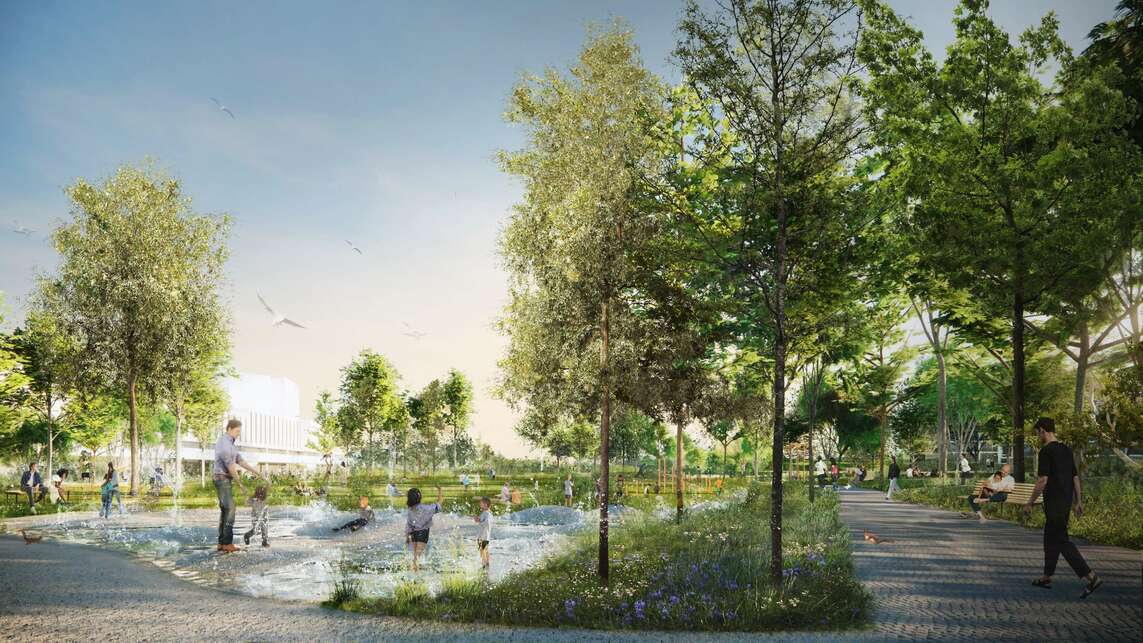 Töölönlahdenpuisto park. Tájépítészet: MASU Planning. Látványterv
