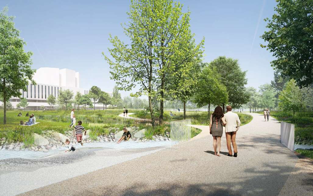 Töölönlahdenpuisto park. Tájépítészet: MASU Planning. Látványterv
