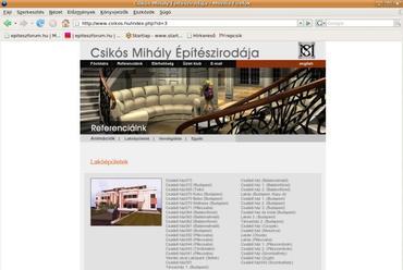 a Csikós Mihály Építésziroda weboldala