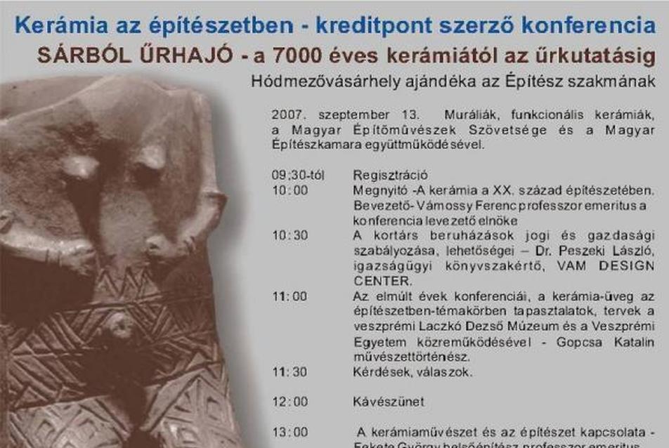 Kerámia az építészetben - kreditpont szerző konferencia