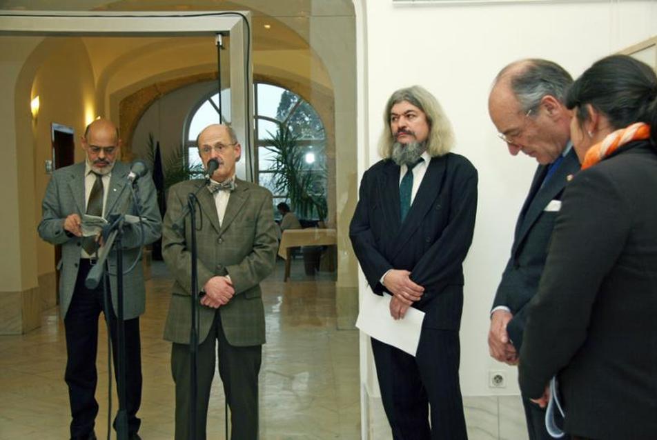 balról Deme Péter, Mezős Tamás, Hadik András, jobb szélen az osztrák nagykövet, Ferdinand Mayrhofer-Grünbühel