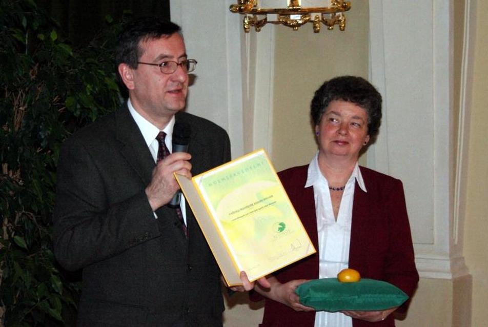 Nagy Gergely az ICOMOS magyarországi elnöke bemutatja a Citromdíjat,