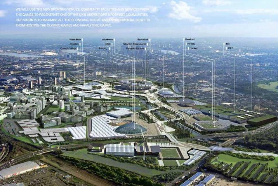 Az Olimpiai Park látványterve az olimpi időszakábnan tervezett intenzív beépítés idején