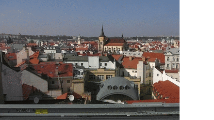 prágai tetővilág: panoráma a tetőteraszról - tervező: Chalupa Architekti, fotó: perika
