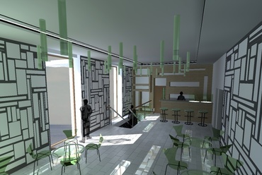 Lloyd  irodaház felújítás, bővítés – drinkbár tervek. Forrás: RAS Építész  Kft.