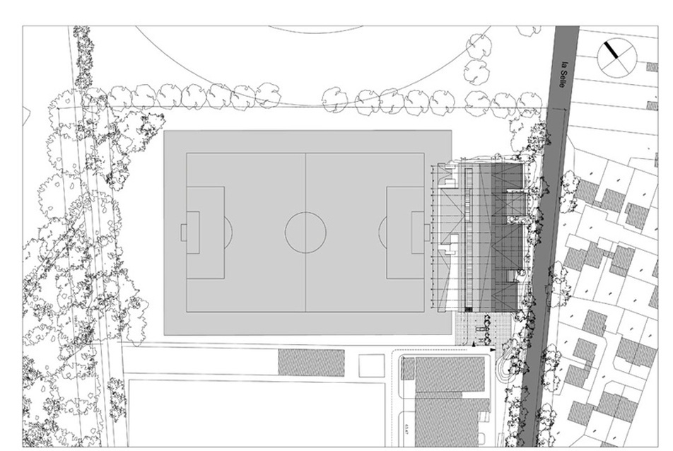 Amiensi  focipálya tervrajz. Tervezők: Chartier -  Corbasson.