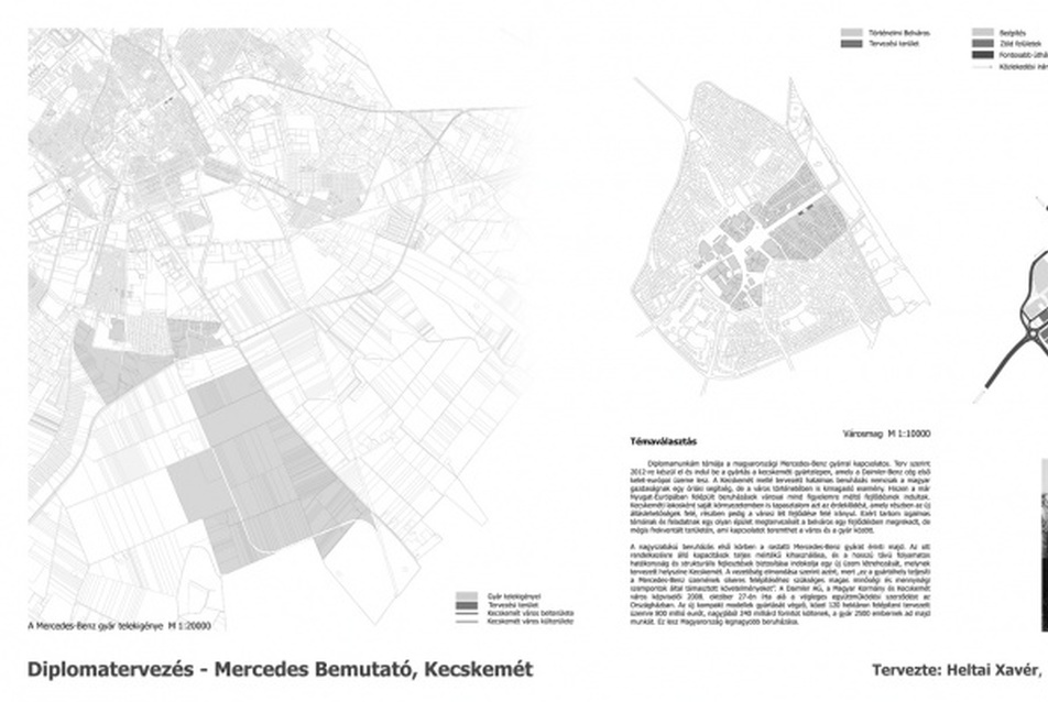Mercedes bemutató, Kecskemét , városszerkezet - Heltai Xavér diplomamunkája