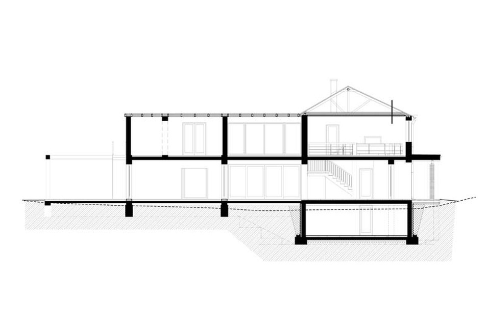 Hosszmetszet, Családi ház, Tervezők: Hujber-Nagy Aletta és Nagy Károly, Fotó: Bujnovszky Tamás