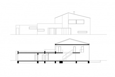 Pilisborosjenői családi ház, metszet, homlokzat - ifj. Benczúr László. fotó: Bujnovszky Tamás