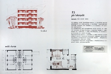 Kiss E. László épületének alaprajzai és megvalósult homlokzata, forrás: Kiscelli Múzeum
