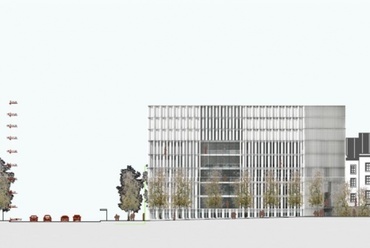 Ljubljana, Nemzeti és Egyetemi könyvtár tervpályázat – I. díj, tervező: Bevk Perović arhitekti